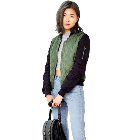 Silence + Noise Quilted Bomber Jacket